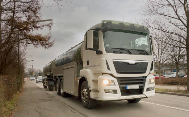 Delivery Truck Or Freight Transportation Carrying Liquid Possibly Milk Or Oil)